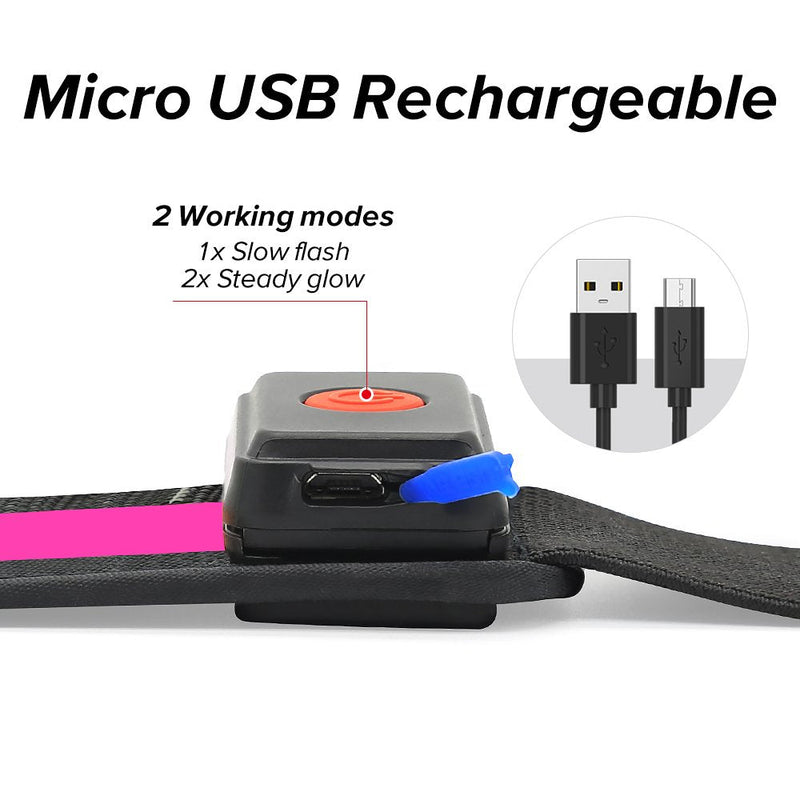 Illumifun Elastic LED Running Belt - USB Rechargeable - Glowing LED Waistband, High Visibility Waist Light, Light Up Safety Gear for Running, Cycling, Camping, Walking, etc Pink - BeesActive Australia