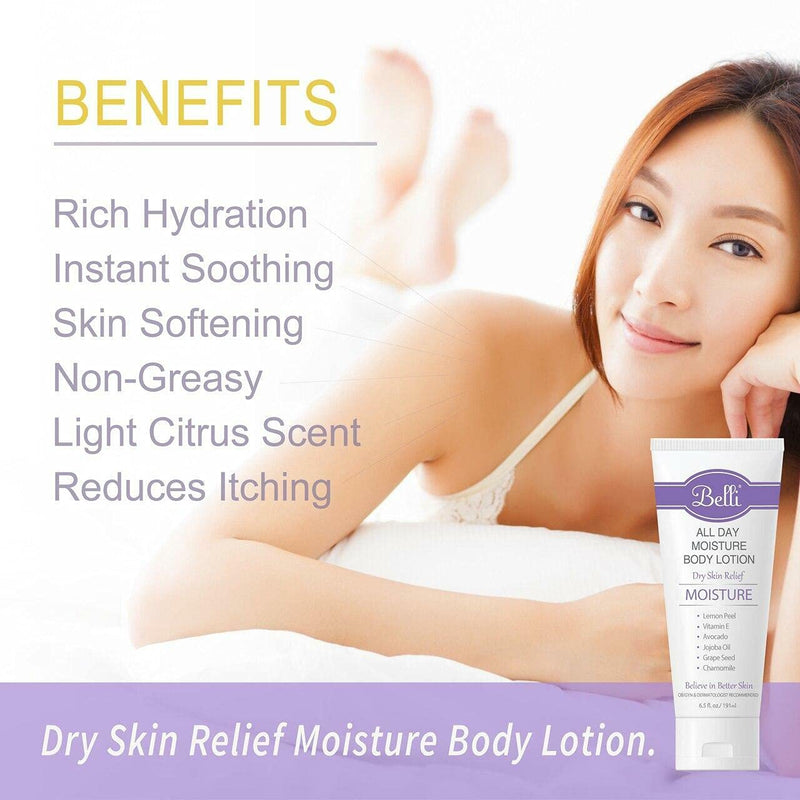 Belli All Day Moisture Body Lotion – Relieves Dry Skin – OB/GYN and Dermatologist Recommended – 6.5 oz. Lemon 6.5 Ounce - BeesActive Australia