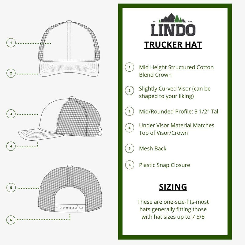 LINDO Trucker Hat - The Great Outdoors One Size Black/Graphite - BeesActive Australia