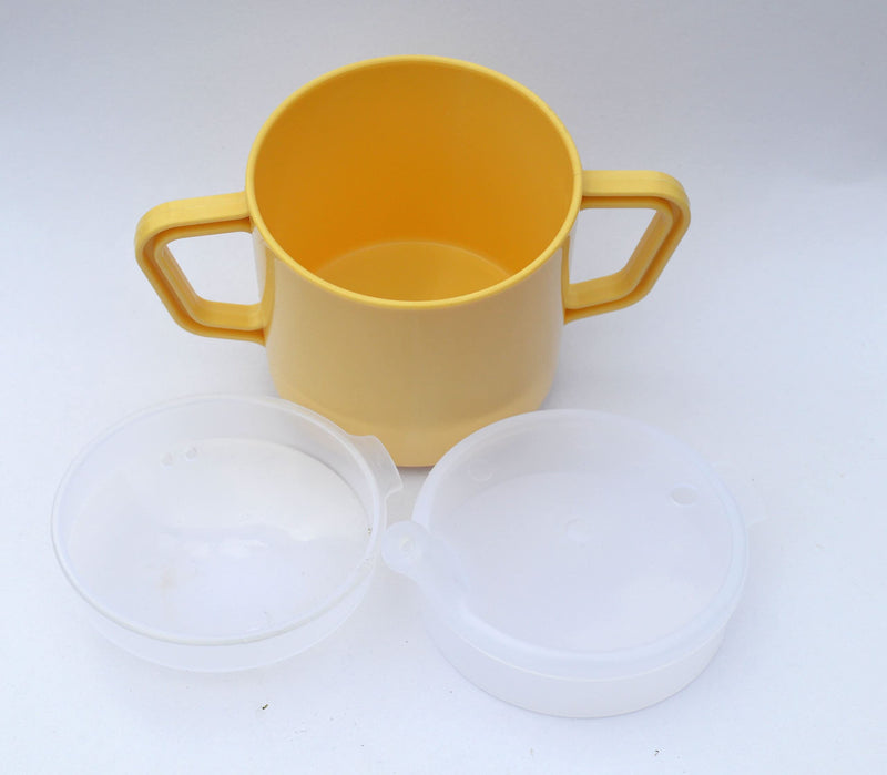 Henleys Drinking Cup/Beaker/Mug/Sippy 260ml Cup for Disabled Adults. Easy Grip Handles with Anti Splash Spout and Travel Lid - BeesActive Australia