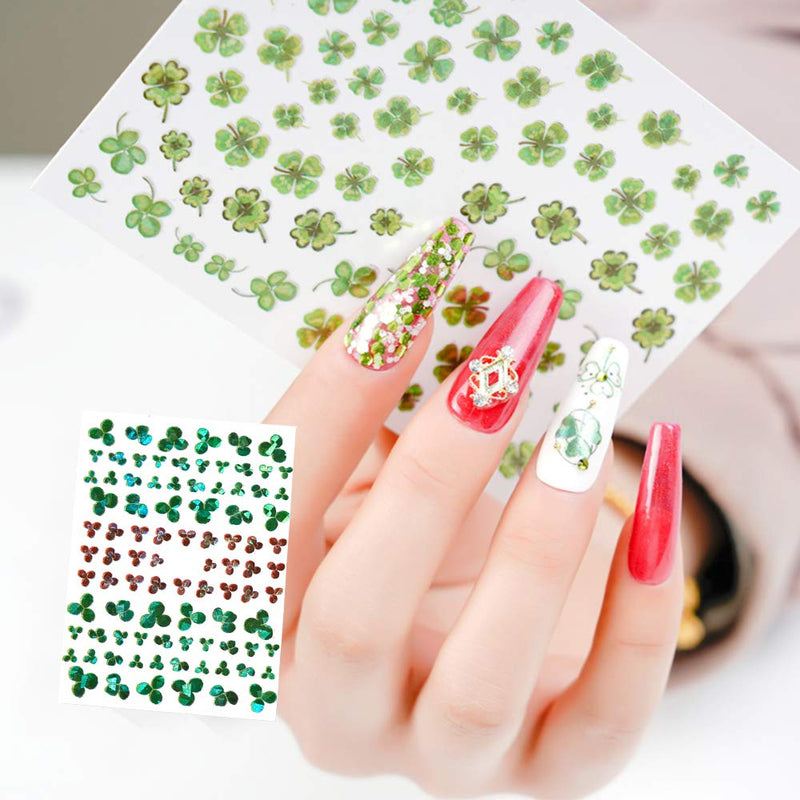 Shamrock Nail Art Sticker Decals 7Sheets St. Patrick's Day Clover Nail Decals 3D Self-Adhesive Shamrock Nail Art Supplies for Women Nail Decorations DIY Nail Accessories Manicure Designs Tips - BeesActive Australia