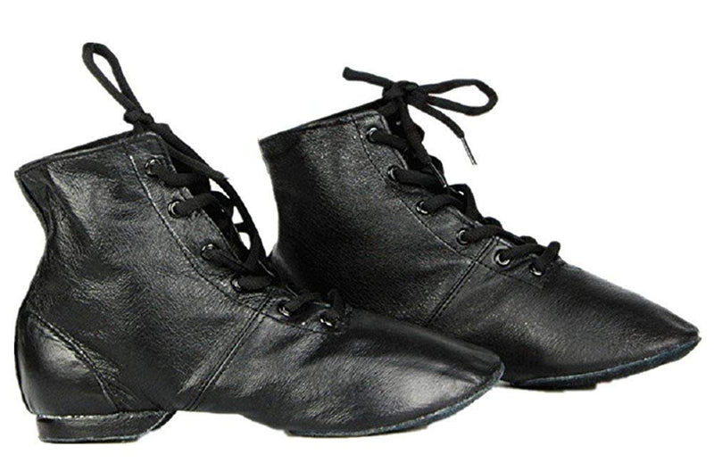 [AUSTRALIA] - Cheapdancing Children’s Practice Dancing Shoes Soft Leather Flat Lace-up Jazz Boots (Little Kid/Big Kid) 13 Little Kid Black 