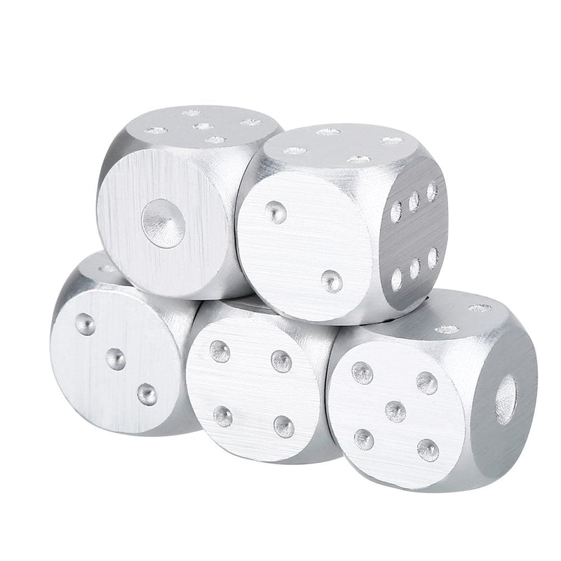 Tbest 5pcs Table Game Dice,Polyhedral Dice Sets Metal DND Dice Set,5pcs Aluminium Alloy Table Game Poker Games Dices Set with Square/Rectangle Storage Box Silver/Gold (Square-Silver) - BeesActive Australia