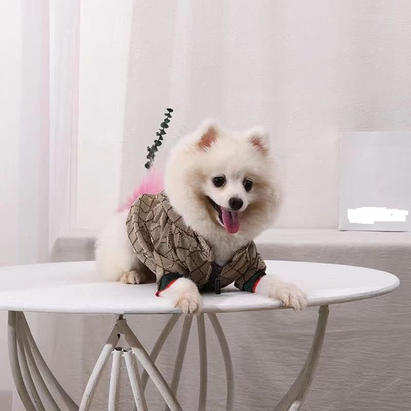 HQREA Dog Hoodie Luxury Dog Clothes Winter Dog Jacket Classic Designer Pet Clothes Coat French Bulldog Teddy Pug Puppy Clothes A Medium - BeesActive Australia