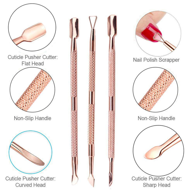 Cuticle Pusher and Cutter Set, Dead Skin Nail Cleaner Tools, Professional Stainless Steel Cuticle Remover, Durable Pedicure Manicure Tools for Fingernails and Toenails.3 Pcs/Set - BeesActive Australia