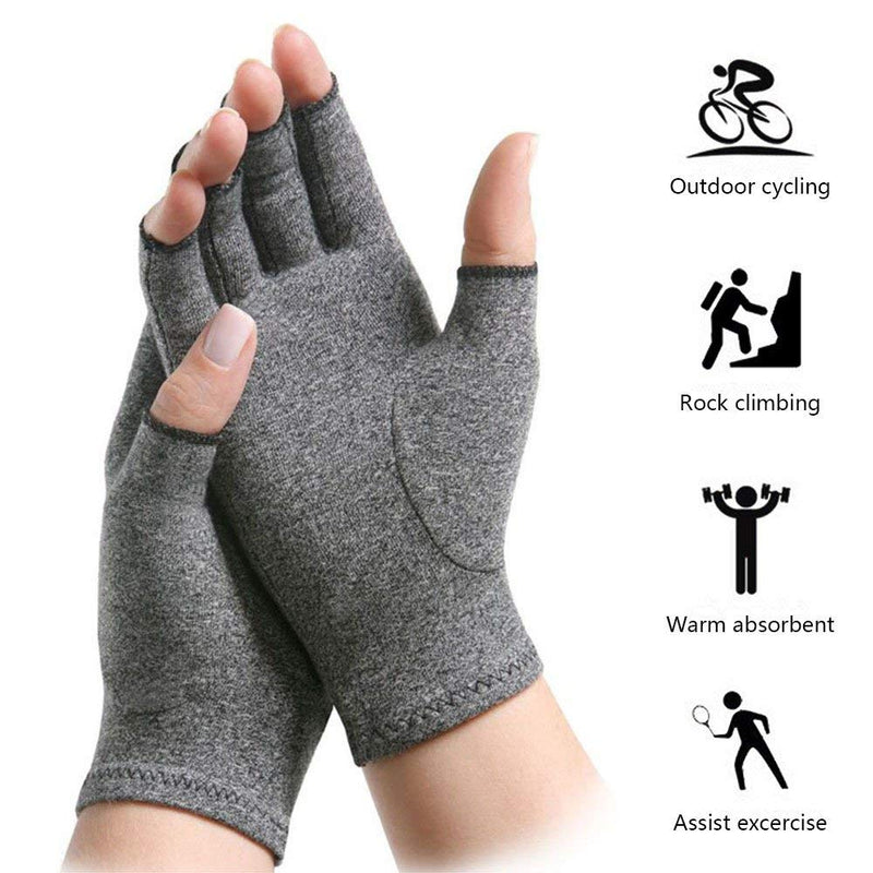 1 Pair Arthritis Compression Gloves for Women Fingerless Relieve Arthritis Symptoms Raynauds Disease Carpal Tunnel (Grey, S) Grey S (Pack of 2) - BeesActive Australia