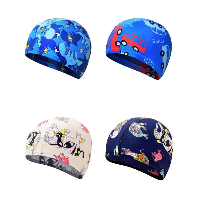 Ewanda store Solid Color Kids Swim Caps Swimming Cap Swimming Hat Bath Caps for 2-8 Years Olds Kids Boys Girls with Long Hair Blue Shark - BeesActive Australia