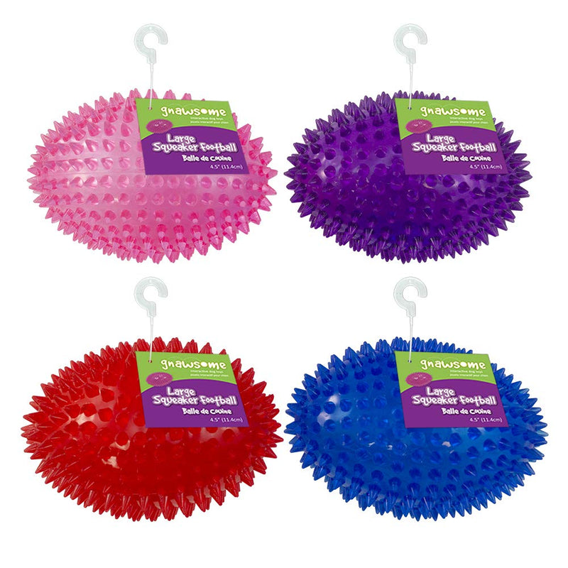 Gnawsome™ 4.5” Spiky Squeaker Football Dog Toy - Large, Cleans Teeth and Promotes Good Dental and Gum Health for Your Pet, Colors Will Vary - BeesActive Australia