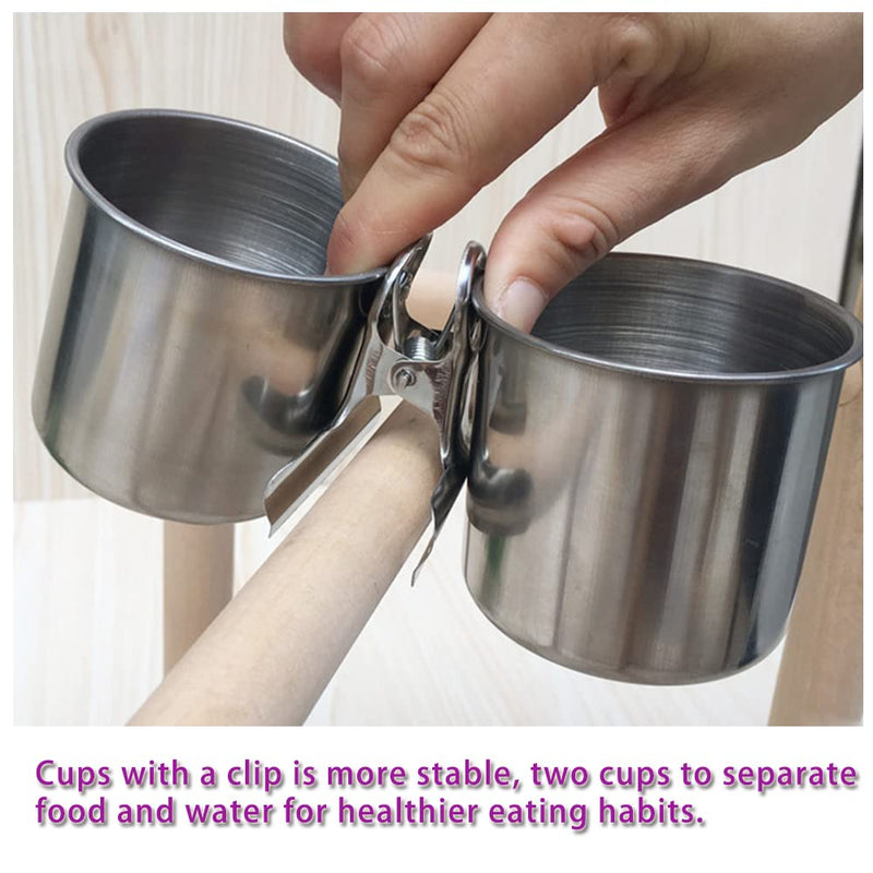 Texsens Bird Feeding Cups - Parrot Food Dish Stainless Steel Parrot Feeders Water Cage Bowls with Clamp Holder for Parakeet African Greys Conure Cockatiels Budgies Chinchilla Small Animal - BeesActive Australia