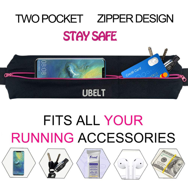 UBELT Running Belt Phone Holder Waist Pack for Hiking Travel Walking Fitness Jogging Gym for iPhone 11 Xr Xs Max 8Plus Galaxy S10 Edge Men Women BUCKLE BLUE ZIPPER 27"-45" - BeesActive Australia