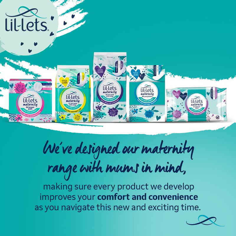 Lil-Lets Maternity Pads, Extra Long Maxi Thick Towels X 30, With Wings, 3 Packs of 10 Pads, Postpartum / After Birth Essential, Super Absorbent for Heavy Flow, Contoured Shape, Fragrance Free Maternity Maxi Pads - BeesActive Australia
