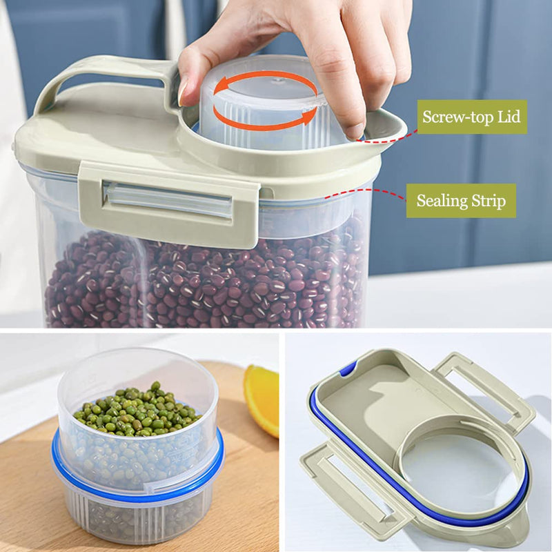 Pet Food Storage Container, Cereal Container with Airtight Design Pour Spout Measuring Swivel Cup, BPA-Free Dry Food Dispenser for Dogs Cats Birds Beige - BeesActive Australia