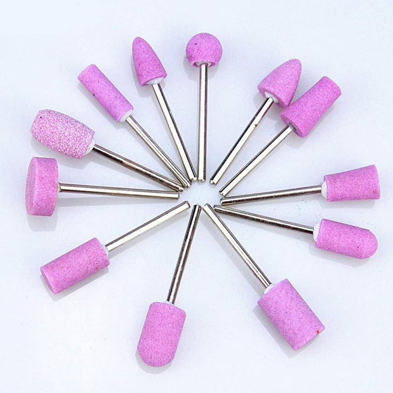 Minkissy 12PCS Nail Art Drill Bits Set Electric Nail Drill Machine Replacement Bits For Nail Filing Salon Home (Pink) - BeesActive Australia