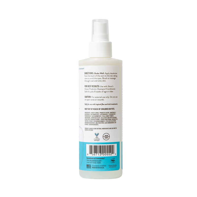 SKOUT'S HONOR: Probiotic Deodorizer - 8 fl. oz. - Hydrates and Deodorizes Fur, Supports Pet’s Natural Defenses, PH-Balanced and Sulfate Free - Avocado Oil - BeesActive Australia