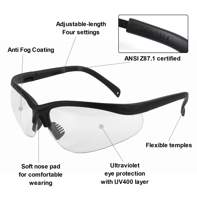 LaneTop Shooting Glasses for Men and Women Anti Fog ANSI Z87.1 Eye Protection 2 pair Clear Lens - BeesActive Australia