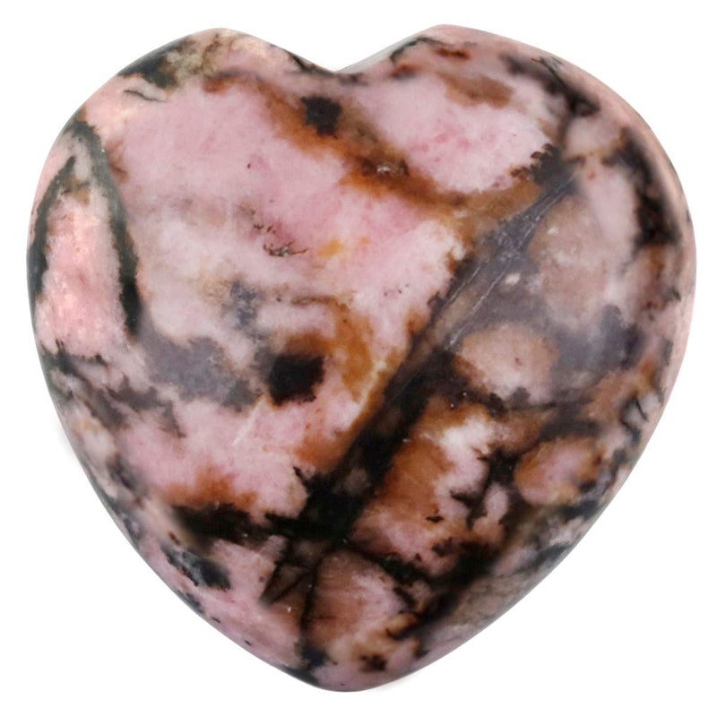 mookaitedecor 10pcs 15mm Natural Rhodonite Heart Shaped Crystal Decorative Worry Stones, Healing Crystal Gift Set, Love Heart Quartz Crystal Pocket Tumblestone Chakra Reiki Desk Decor 0.6 inch long #04-pink and Black - BeesActive Australia