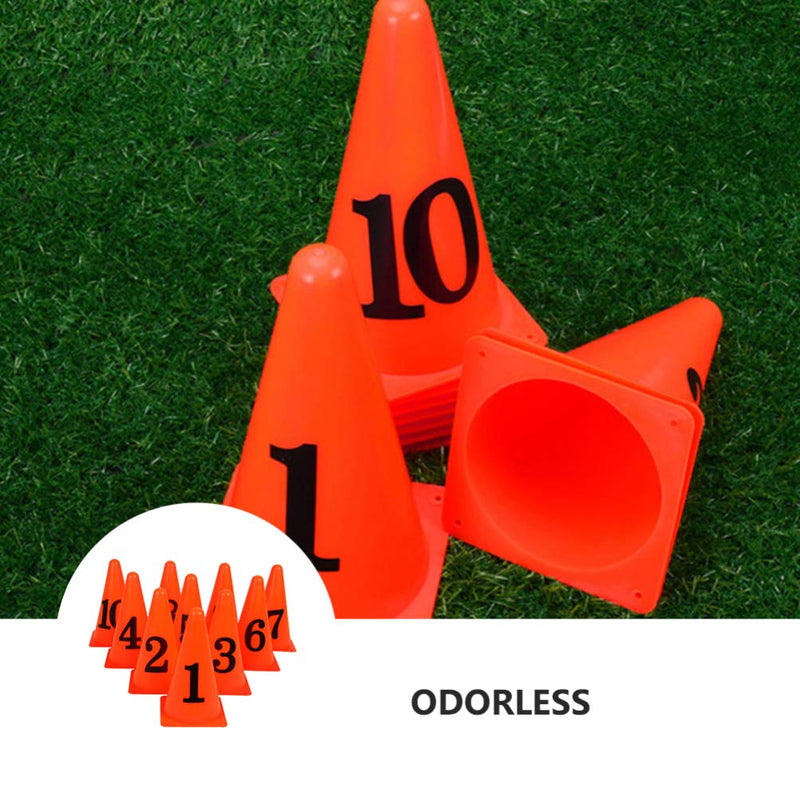 BESPORTBLE 10 Pcs Football Training Cones Plastic Traffic Cones Sport Training Agility Marker Cone with Numbers for Soccer Skating Basketball Indoor Outdoor Game Orange - BeesActive Australia