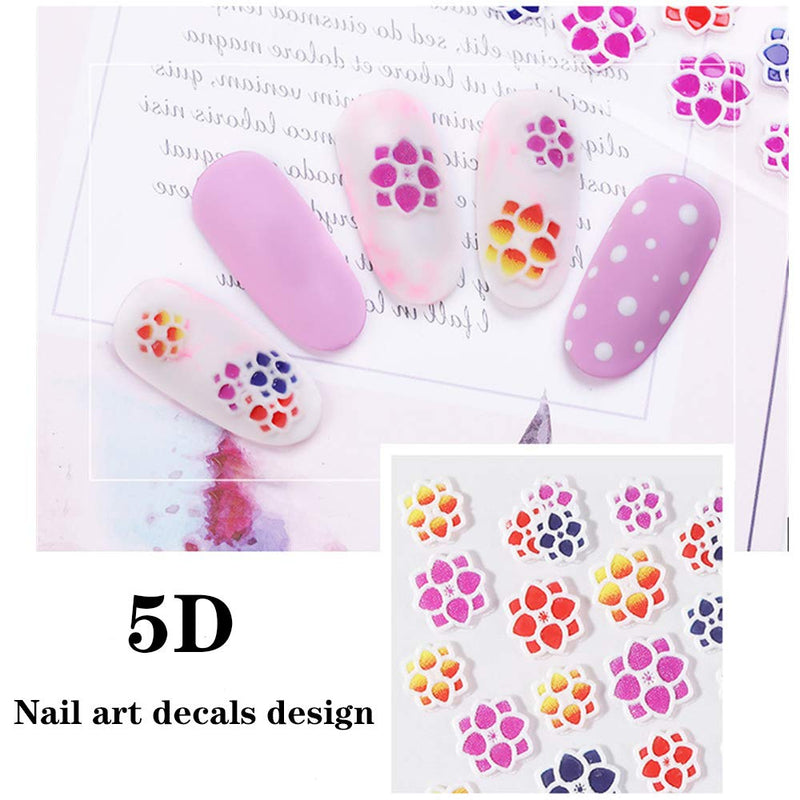 5D Nail Art Stickers 8 Sheets Stereoscopic Embossed Flowers Nail Stickers Decals Design Supplies- Engraved Pattern Real 3D Self-Adhesive Summer Nail Decals Decorations Accessories - BeesActive Australia