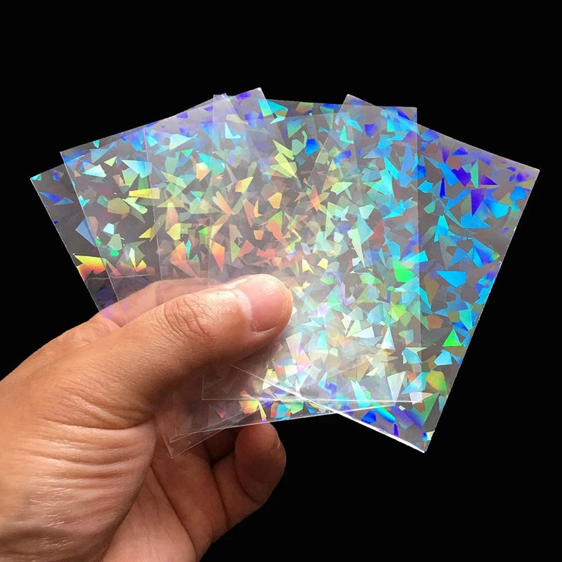 AIBEARTY 100PCS Rainbow Laser Flashing Card Film Holographic Top Loaded Photo Card Sleeves Gaming Card Protector for Board Games Card Case Broken Gemstone Glass 65x90mm - BeesActive Australia