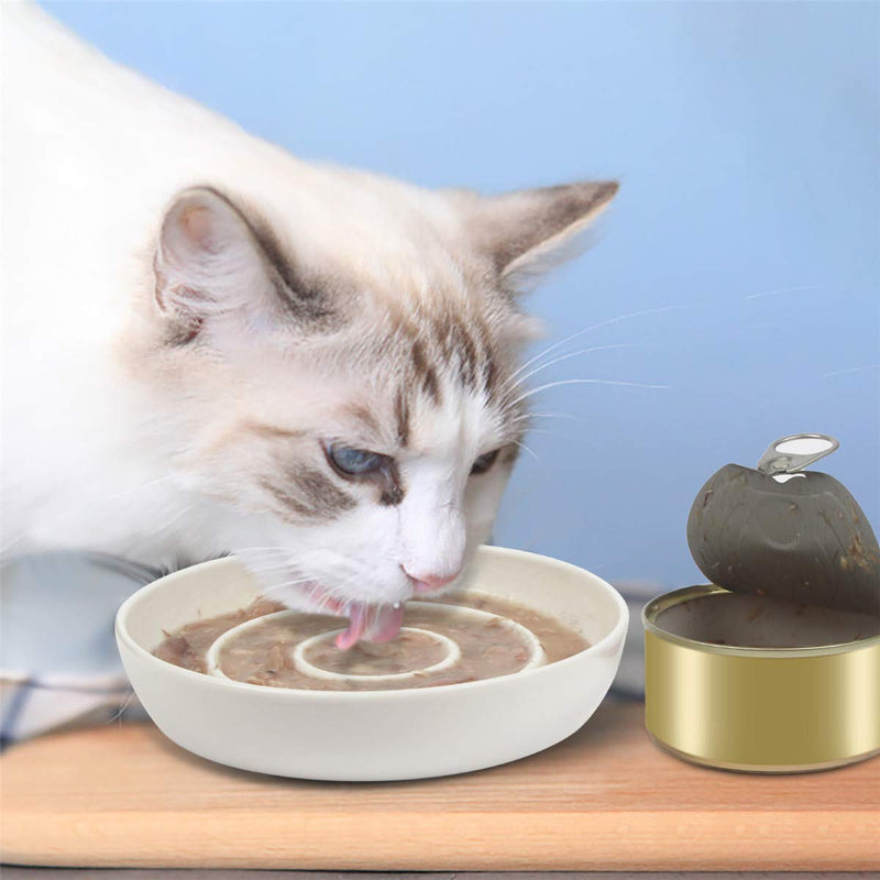 SLSON Cat Slow Feeder Bowl,Ceramic Slow Feed Cat Bowls Heavy and Shallow Wisker Stress-Free Pets Dish for Kittens Small Pets Wet Food,White - BeesActive Australia