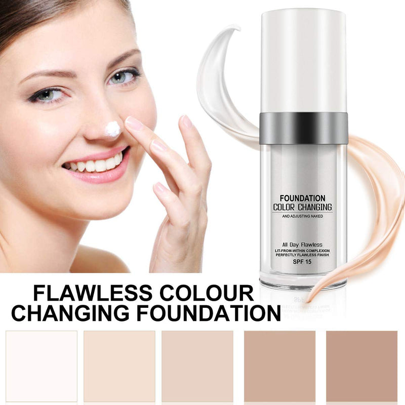 Flawless Foundation Makeup,IFUDOIT Color Changing Liquid Foundation Powerful Concealer, Silky Delicate, Lasting Concealer ,SPF15 Moisturizing Sunscreen ,Great for All Skins（30 ML） - BeesActive Australia