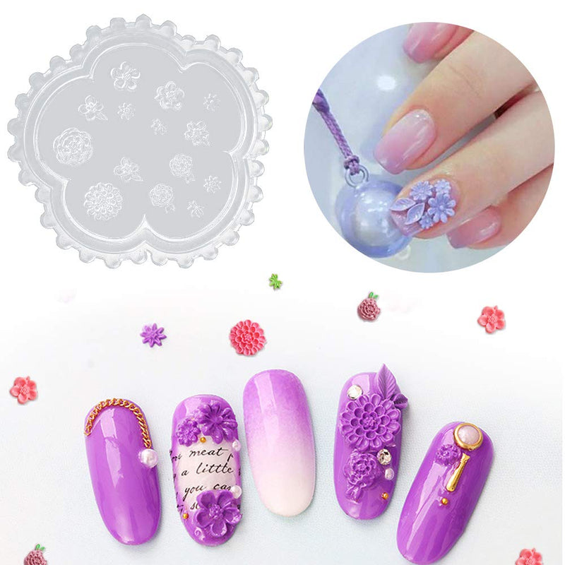 5 Pcs Flowers 3D Silicone Mold Nails Art Carving Mold for DIY Nail Art Decorations Supplies Nail Art Templates Maincure Tool - BeesActive Australia