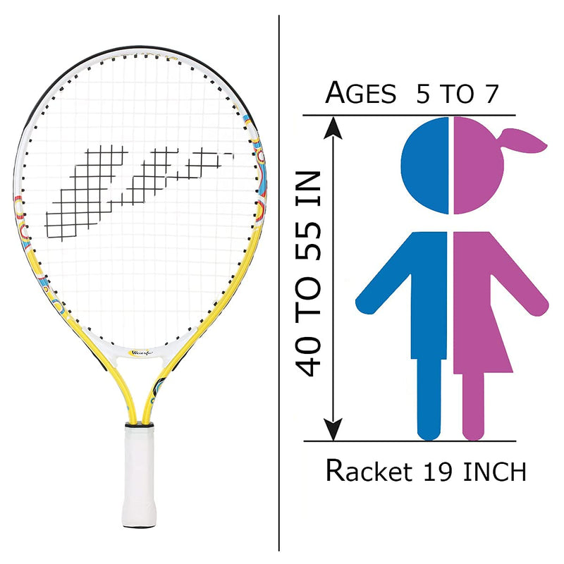 Weierfu Junior Tennis Racket for Kids Toddlers Starter Racket 17" with Cover Bag Light Weight(Strung) 19" Yellow-2 Pack - BeesActive Australia
