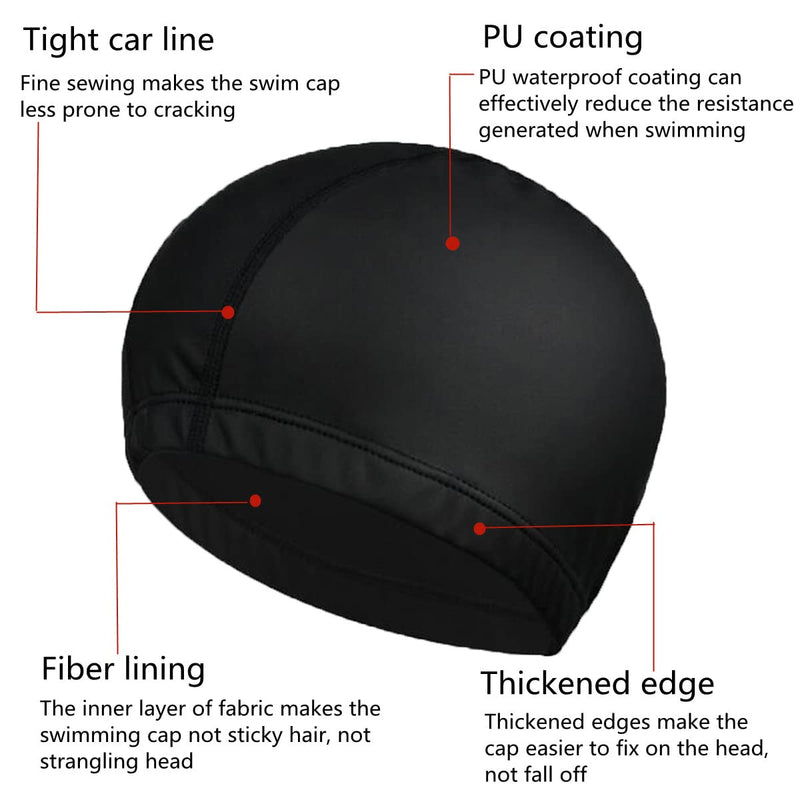 Snadulor 8 Pcs PU Waterproof Fabric Swimming Cap,PU Swim Cap,Shower Caps for Adult Men Women,Random Color. - BeesActive Australia