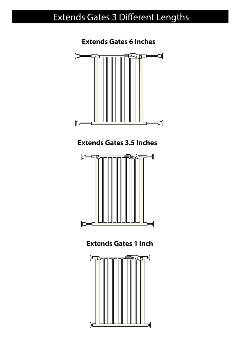 Wall Nanny Extender - 6 Inch Baby Gate Extension Kit (Made in USA) Extends Pressure Mounted Gates + Protects Walls + Stabilizes Gate - for Child, Pet & Dog Gates - Works on Stairs - Protector (4 Pack) White - BeesActive Australia