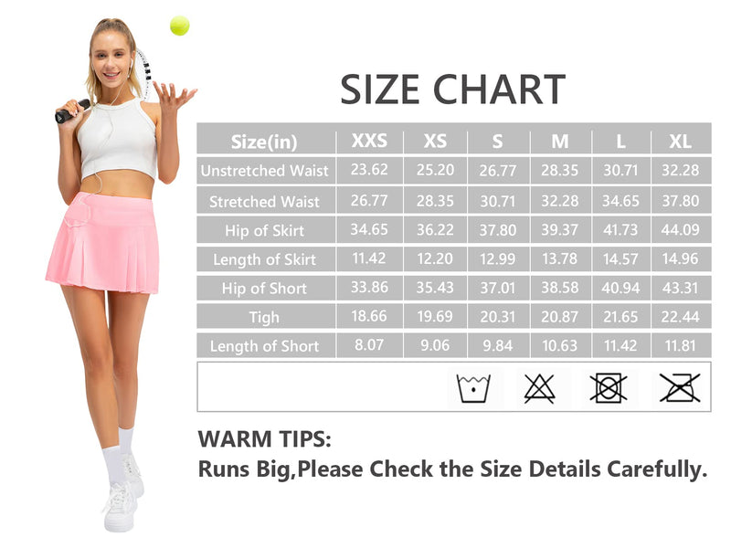 Tennis Skirt for Women Athletic Skort Pleated Skirt Workout Running Skirt Golf Skirts for Women Pleated Mini Skirt Small Upgrade Light Pink - BeesActive Australia