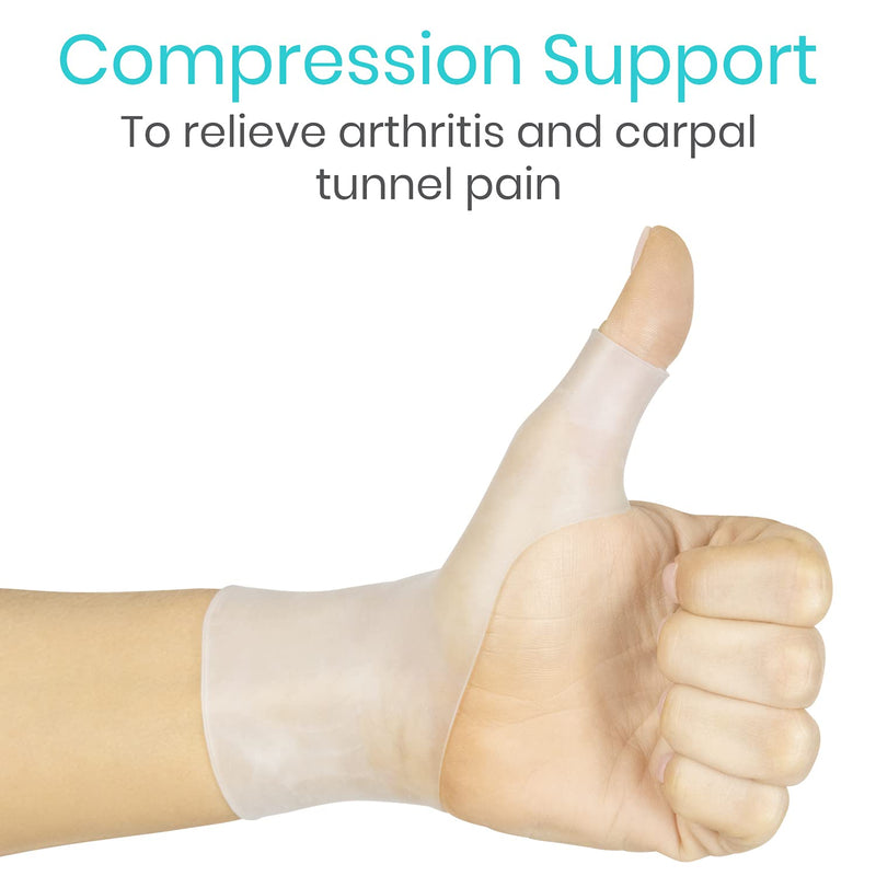 Vive Gel Thumb Wrist Support (Pair) - Hand Brace Cool Wrap For Arthritis Dequervains Tenosynovitis, Sprained Joint Pain, Left and Right Hand Stabilizer - Soft Comfort Splint For Tendonitis Strain White - BeesActive Australia