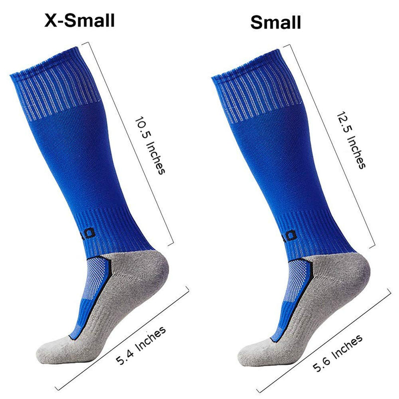VANDIMI Soccer Socks for Kids Youth Adult (1/3/4/5 pairs) Team Sport Knee High Long Socks Small 3p -Green / Blue / Orange - BeesActive Australia