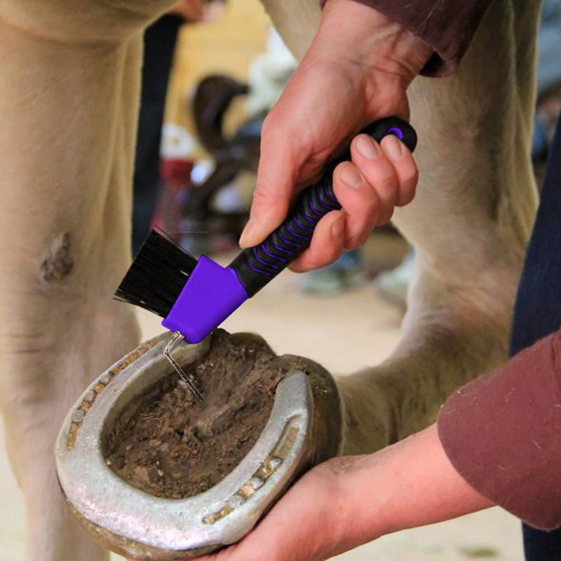 BOTH WINNERS Horse Hoof Pick Brush with Soft Touch Rubber Handle PURPLE - BeesActive Australia