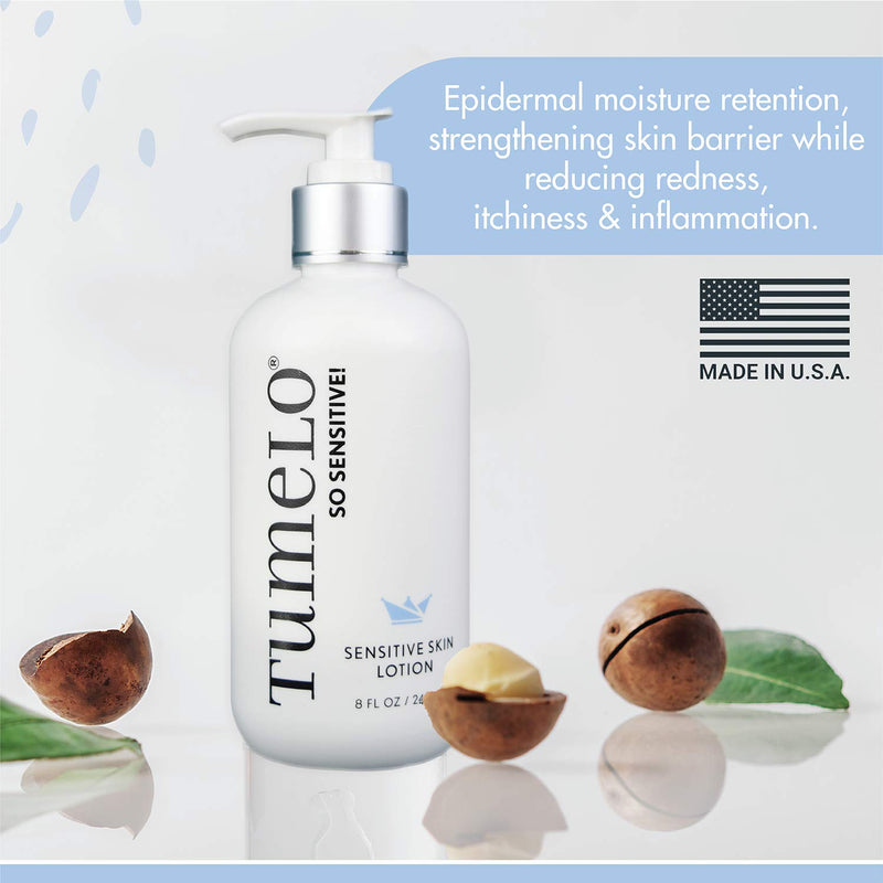 Tumelo So Sensitive! Dry & Sensitive Skin Lotion with Macadamia and Coconut Nut Oil 8 oz Bottle - Unscented, Paraben-Free, Non GMO - BeesActive Australia