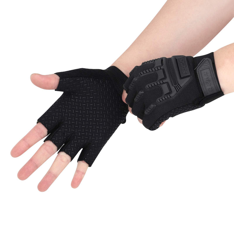 Kids Half Finger Cycling Gloves Mittens Breathable Non Slip Fingerless Bike Riding Gloves Shockproof Sports Training Gloves UV Protection Outdoor Skateboard Gloves for Boys Girls 6-10Y Camouflage Black - BeesActive Australia