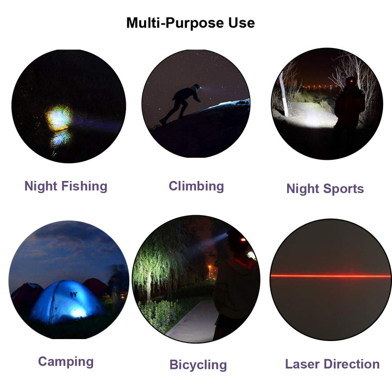 Lalomo Rechargeable LED Headlamp,Super Bright Head lamp Headlight Flashlight with Laser for Indoor and Outdoor Runing,Hiking,Camping,Fishing,Hunting - BeesActive Australia
