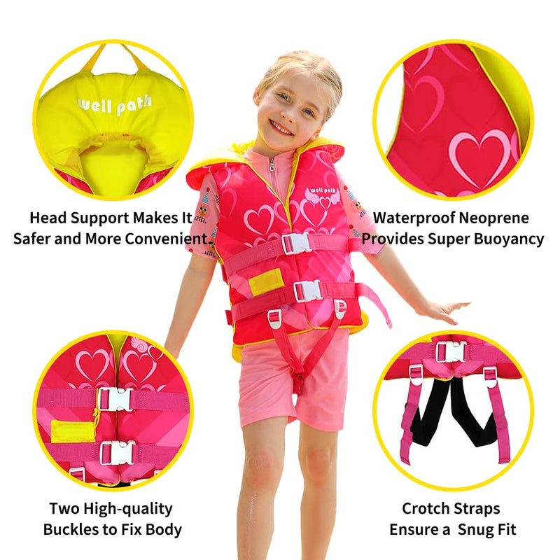 OldPAPA Kids Swim Vest- Swimming Vest for Child with Adjustable Safety Strap, Suitable for 50-90lbs pink X-Small - BeesActive Australia