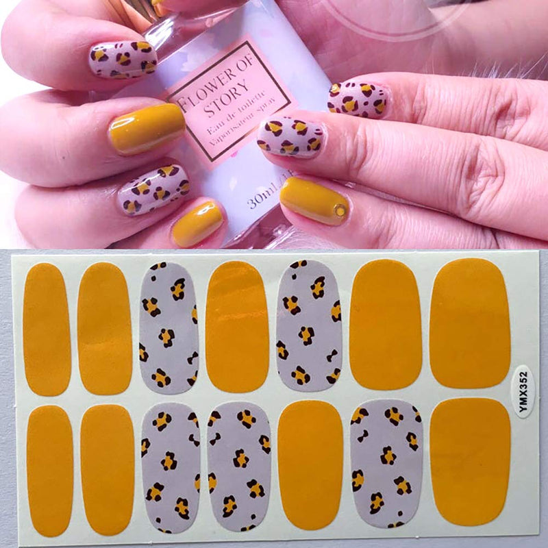 WOKOTO 8 Sheets Leopard Print Design Nail Art Polish Stickers Strips Set With 1Pc Nail File Adhesive Nail Wraps Decals Manicure Kit KIT4 - BeesActive Australia