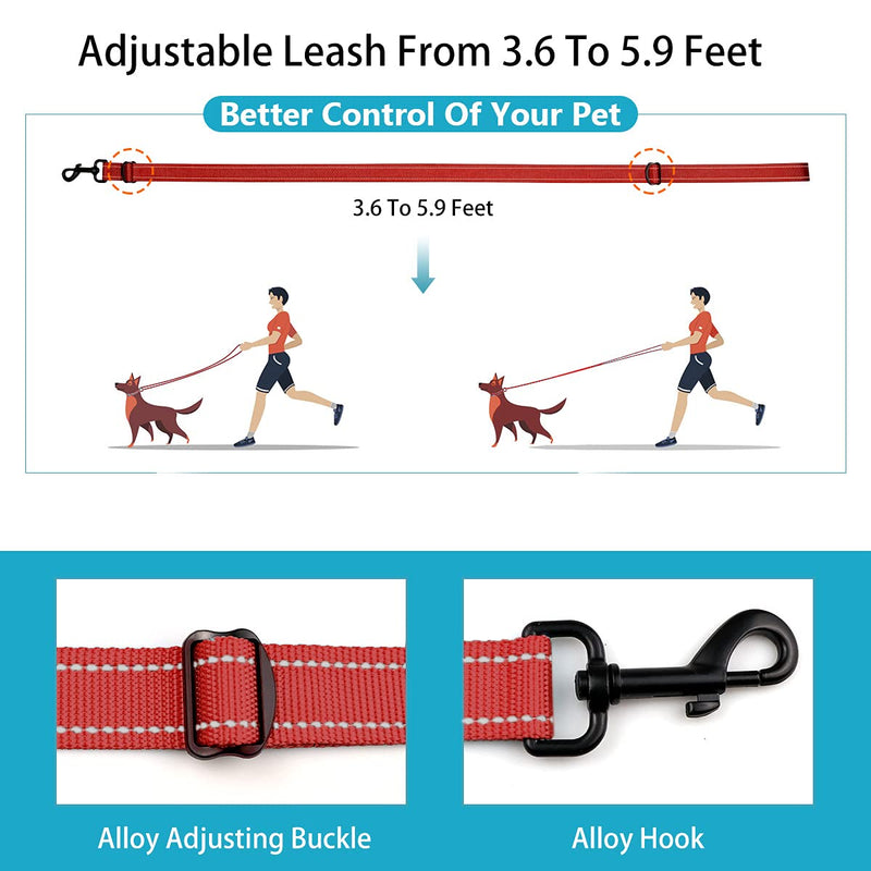 Reflective Dog Collar and Leash Set with Safety Locking Buckle Nylon Pet Collars Adjustable for Small Medium Large Dogs 4 Sizes Red - BeesActive Australia