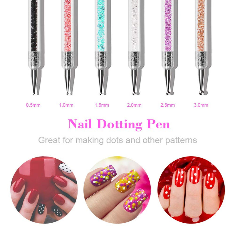 Nail Brush Set,Anself 9PCS/Set Dual-end Acrylic Handle Rhinestone Crystal Nail Art Design Painting Pen Dotting Pen Set with 3 Nail Dust Brushes Salon Decoration Manicure Tools Kit - BeesActive Australia