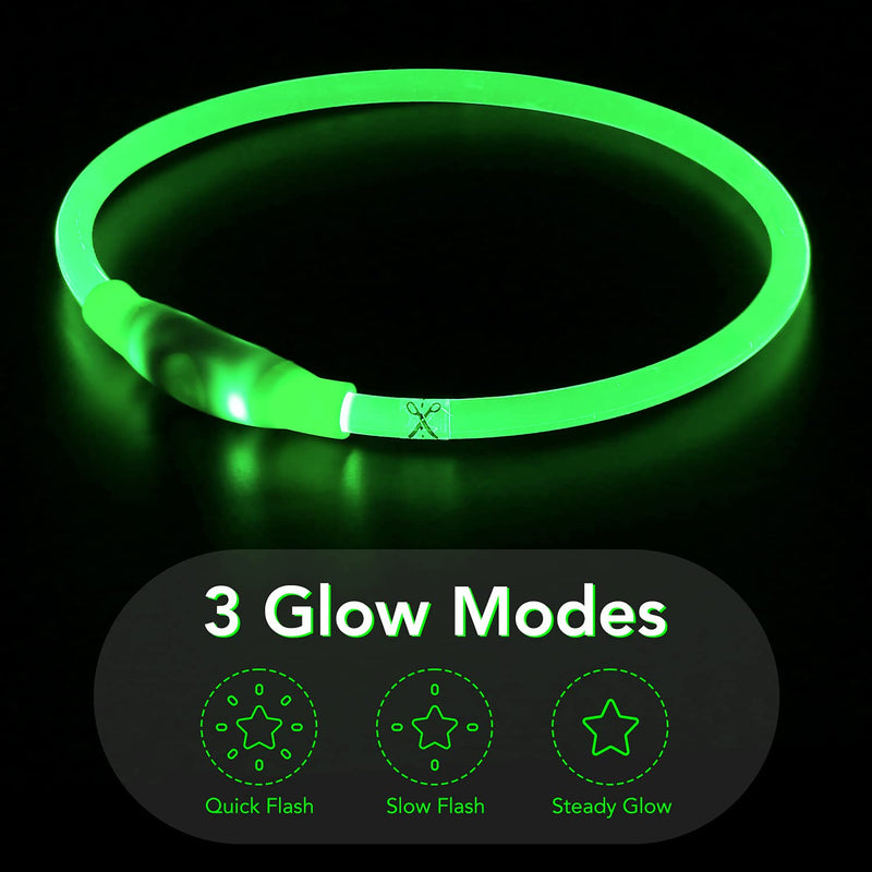 Colaseeme LED Dog Collar Light Up Dog Collars 1 Count USB Rechargeable TPU Glow Safety Basic Dog Collars for Large Medium Small Dogs Green - BeesActive Australia