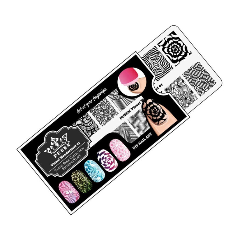 PUEEN Nail Art Stamping Plate - Visual Wonderland 01 - Theme Park Collection 125x65mm Unique Nailart Polish Stamping Manicure Image Plates Accessories Kit - BH000714 - BeesActive Australia