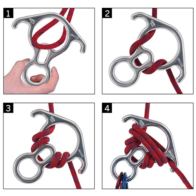 NewDoar 50KN 11000 LBF Rescue Figure,8 Descender Large Bent-Ear Belaying and Rappelling Gear Belay Device for Rock Climbing, Aerial Dance,Ziplining and Peak Rescue 7075 Aluminum Alloy white - BeesActive Australia