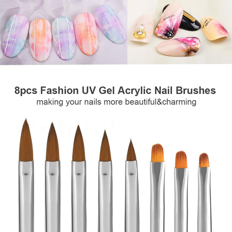 MWOOT Replaceable Nail Painting Brush Pen with 8pcs Replacement Brush, Nail Art Brush Set Acrylic UV Gel Nylon Hair Brush Pen Tool for Nail Art Design Painting, Manicre Salon Accessories-Green - BeesActive Australia