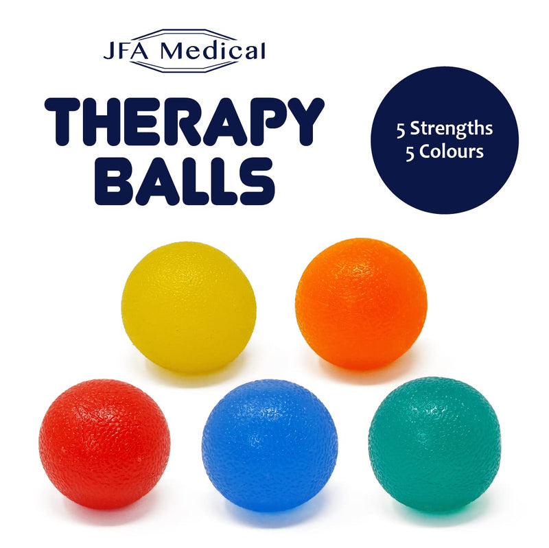 JFA Medical Hand Therapy Exercise Balls 5 Strengths - Extra Soft, Soft, Medium, Firm, Extra Firm - BeesActive Australia