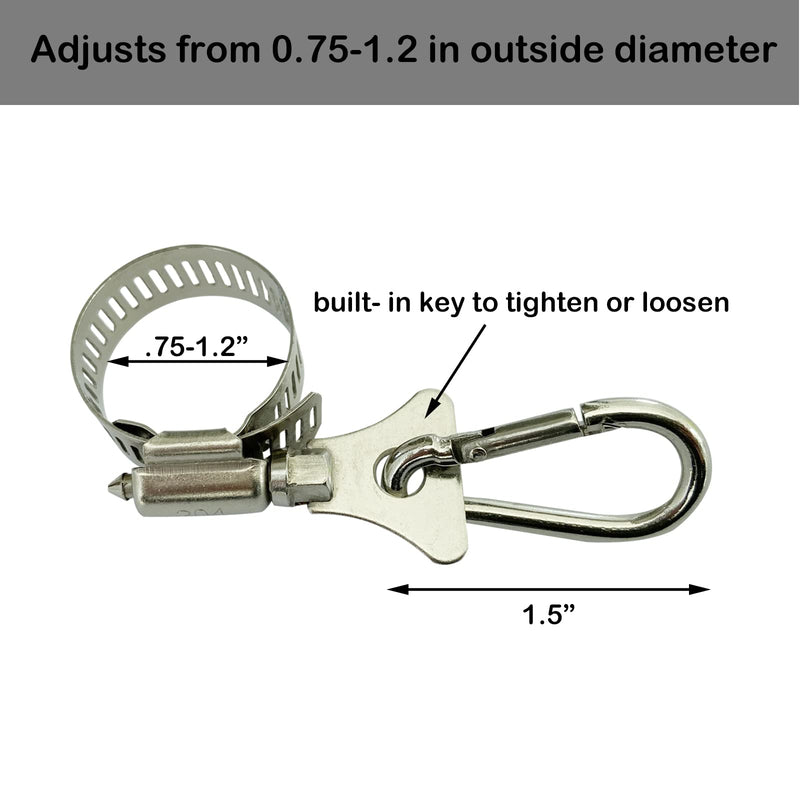 2 Pack Boat Flag Pole Clips with Carabiner Clamp for Grommet Flags Flag Pole Rings for 0.75-1.2 Inch Diameter Flagpole (2 Pack) 2 Pack - BeesActive Australia