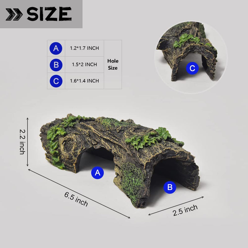 PTFJZ Aquarium Decorations-Small Fish Tank Accessories Hollow Tree Trunk Ornament Reptile Hideout Habitat Cave for Fish and Shrimp to Swim A-Trunk - BeesActive Australia