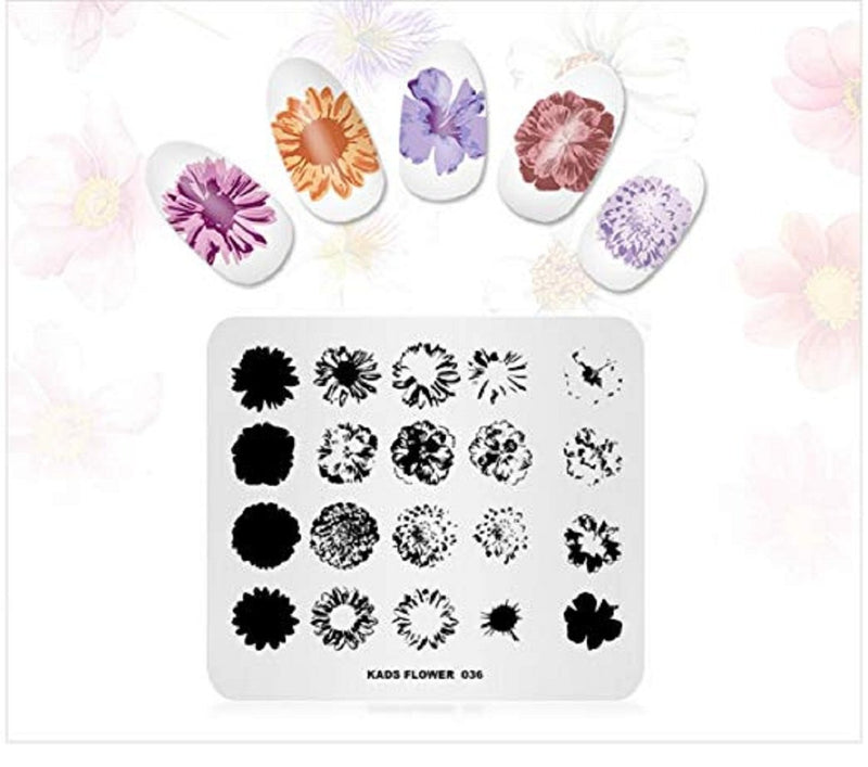 Rolabling 4 Pcs Nail Art Stamping Plate Set Spring Flower Nature Series Image Plates Nail Art Polish Stamping Template Manicure Tools (009) 2 - BeesActive Australia