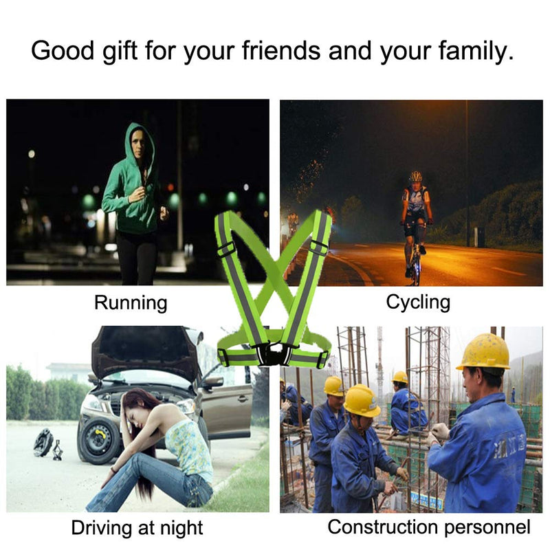 Reflective Night Running Vest with 360°High Visibility, Adjustable Safety Vest Outdoor, Fits Running, Walking,Cycling,Hiking, Walking,Dog Walk（2 Pack） Green and Orange … - BeesActive Australia