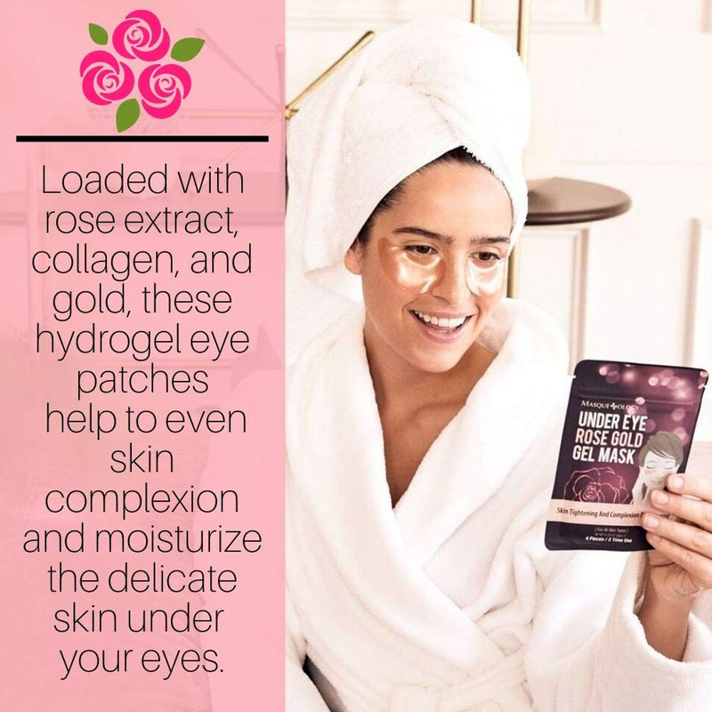 Masqueology - Under Eye Wild Rose Gold Hydro-Gel Mask | Collagen Under Eye Skincare Treatment (1 Pack) - BeesActive Australia